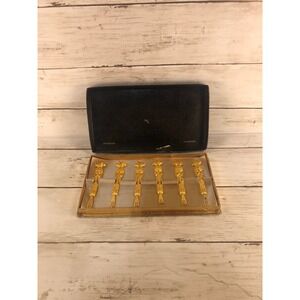 Janis Collection 24K Gold Plated Pineapple Appetizer Fork Set of 6 Vintage Boxed